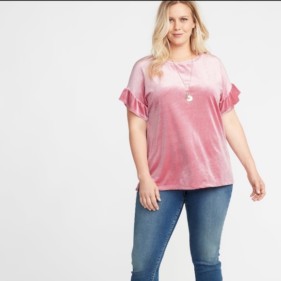 BNWT Old Navy sz 3x Sparkle Knit Velvet Ruffle Top - Picture 4 of 8